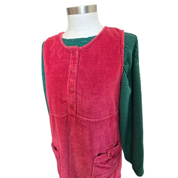 Vintage Real Comfort Pink Corduroy Sleeveless Dress & Green Top Set CM2134 - Picture 8 of 10